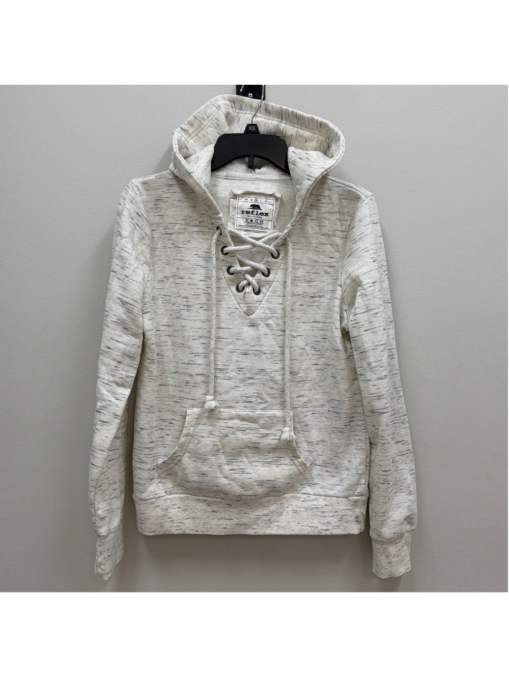 Reflex Lace Up Cream Black Hoodie Womens Sz Medium!